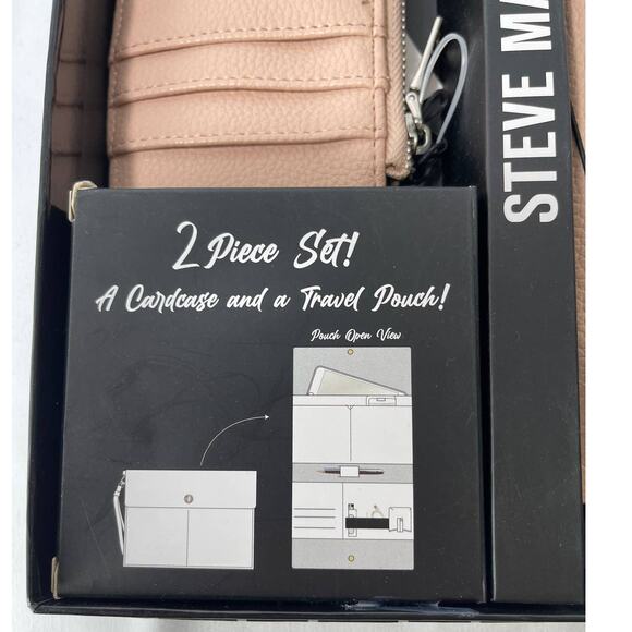 Steve Madden Womens Blush 2 Piece Card Case Travel Pouch Gift Set NEW - Picture 2 of 12